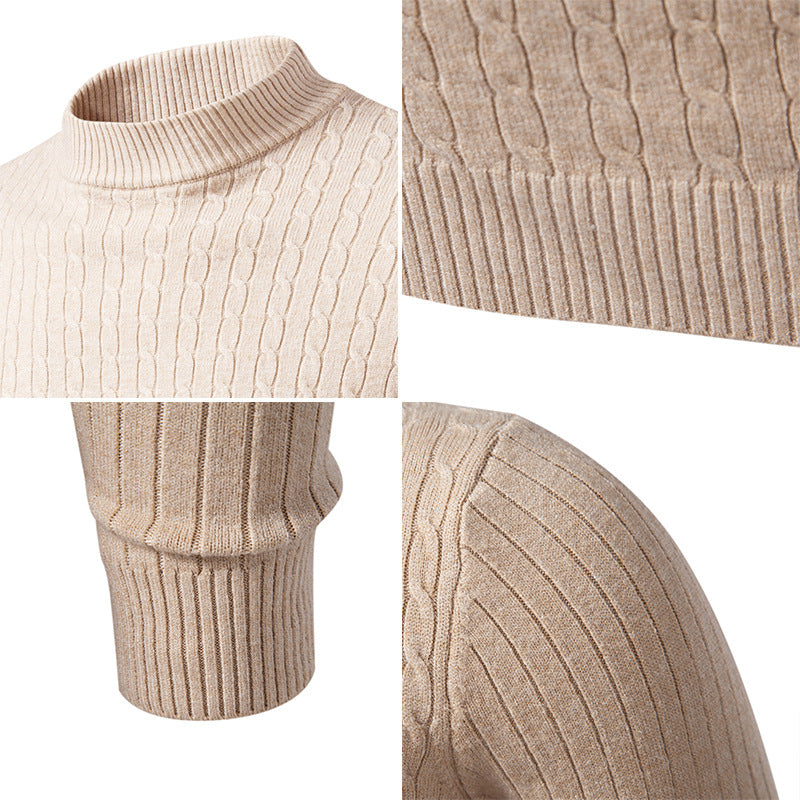 Herren Rollkragenpullover mit Zopfmuster Modern