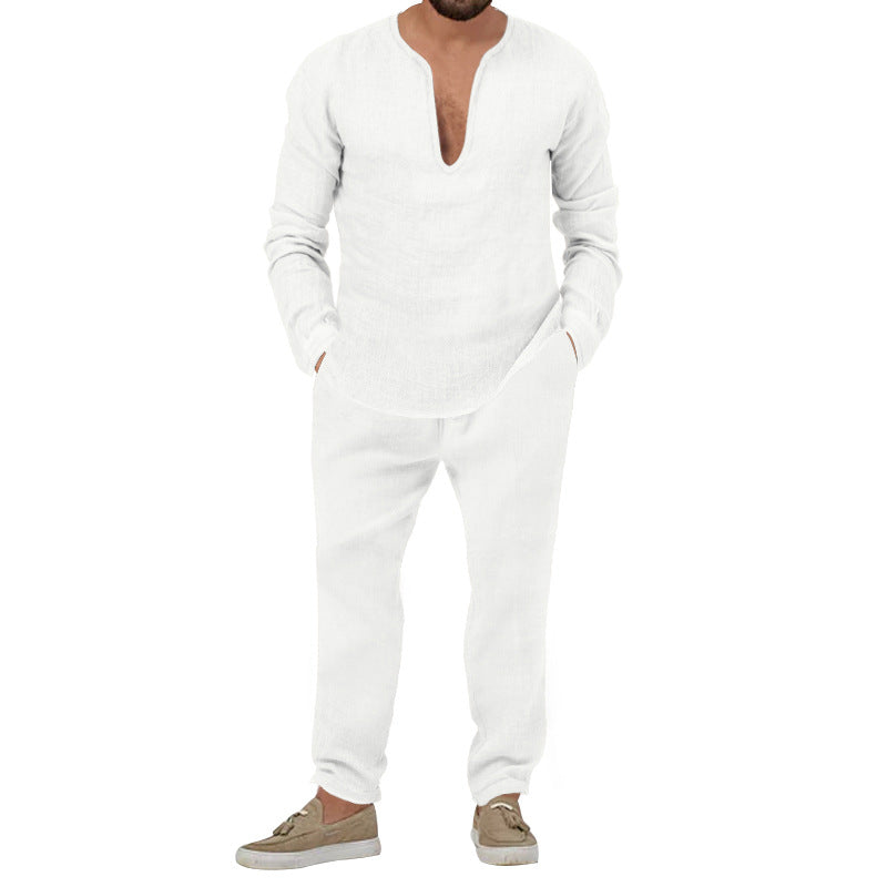 Herren Freizeitanzug Modern mit Henley-Ausschnitt und Jogginghose Bequem
