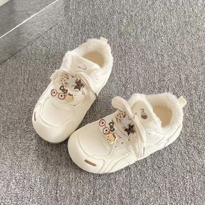 Damen Sneaker Warm Kunstfell Futter Verspielt Modisch