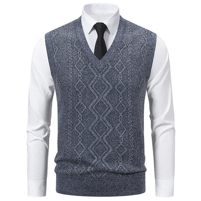 Herren elegante Strickweste mit V-Ausschnitt und strukturiertem Muster BerlinGlamour