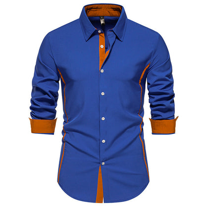 Herren modisches Langarmhemd mit stilvollen Kontrastdetails BerlinGlamour: Moderne Langarmhemd für Herren mit stilvollen Details und Kontrasten zur Berliner Glamour.