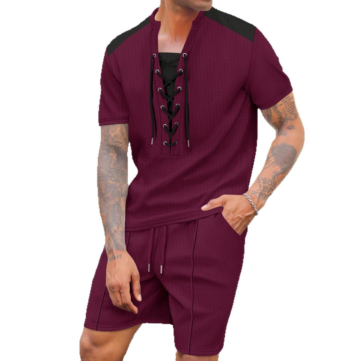 Herren Sportoberteil Schnürung mit Sportshorts
