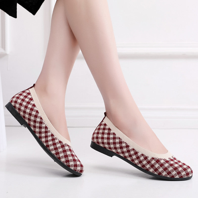 Damen Ballerinas Atmungsaktiv Strick Oberteil Modisch