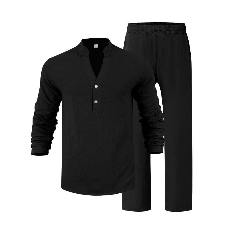 Herren Freizeit Set Langarm Hemd & Hose Bequem