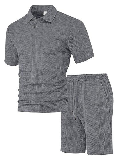 Herren Outfit 2-teilig Mit Taschen Strukturiert Modern