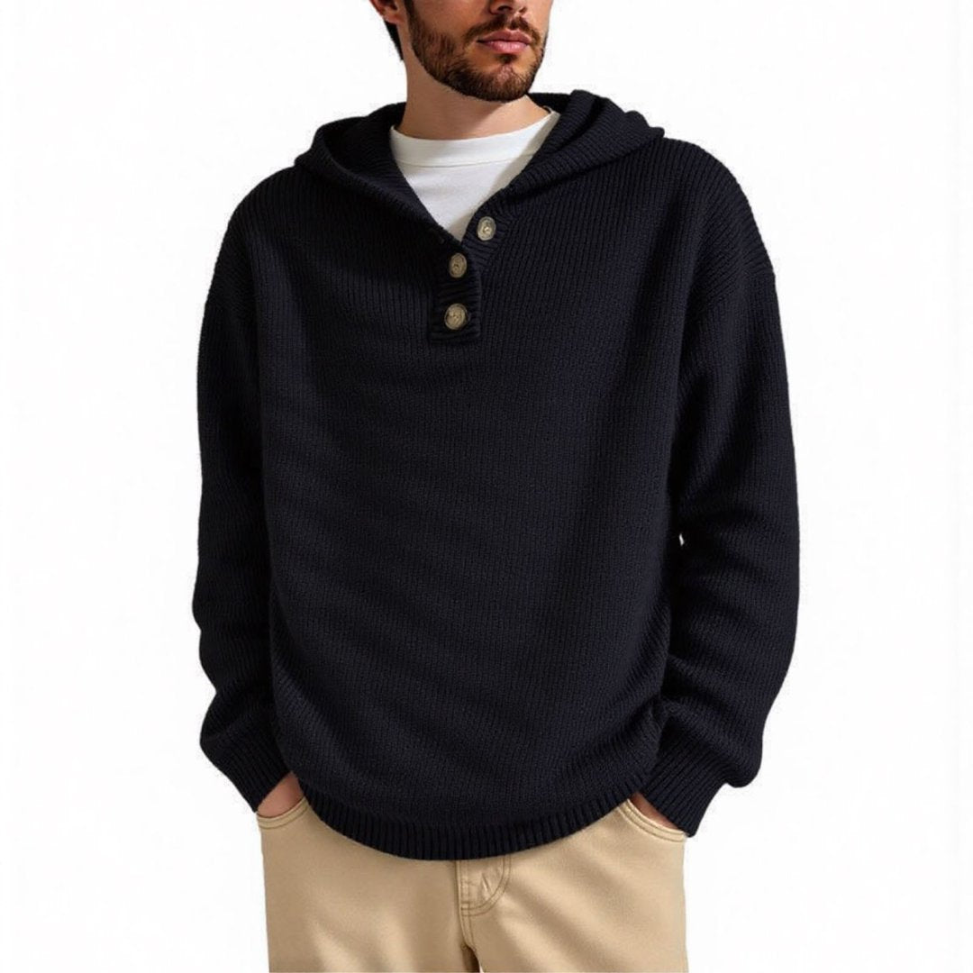 Herren Pullover Kapuze Strukturiert Zopfmuster Modern