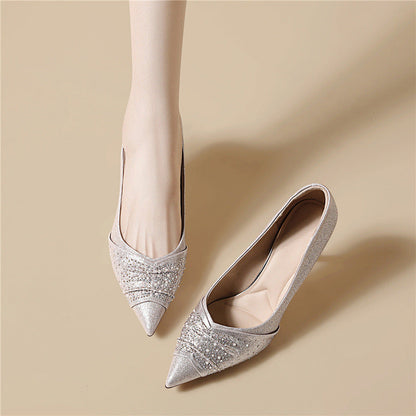 Damen Pumps Spitze Absatz Elegante Glitzer Schuhe