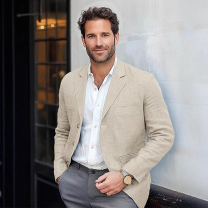 Herren Leinenblazer Leicht Sommer Modern