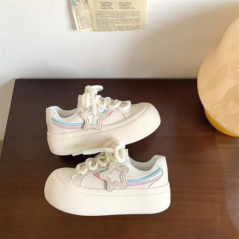 Damen Sneaker Stern Motiv Komfort PlateauSchuhe