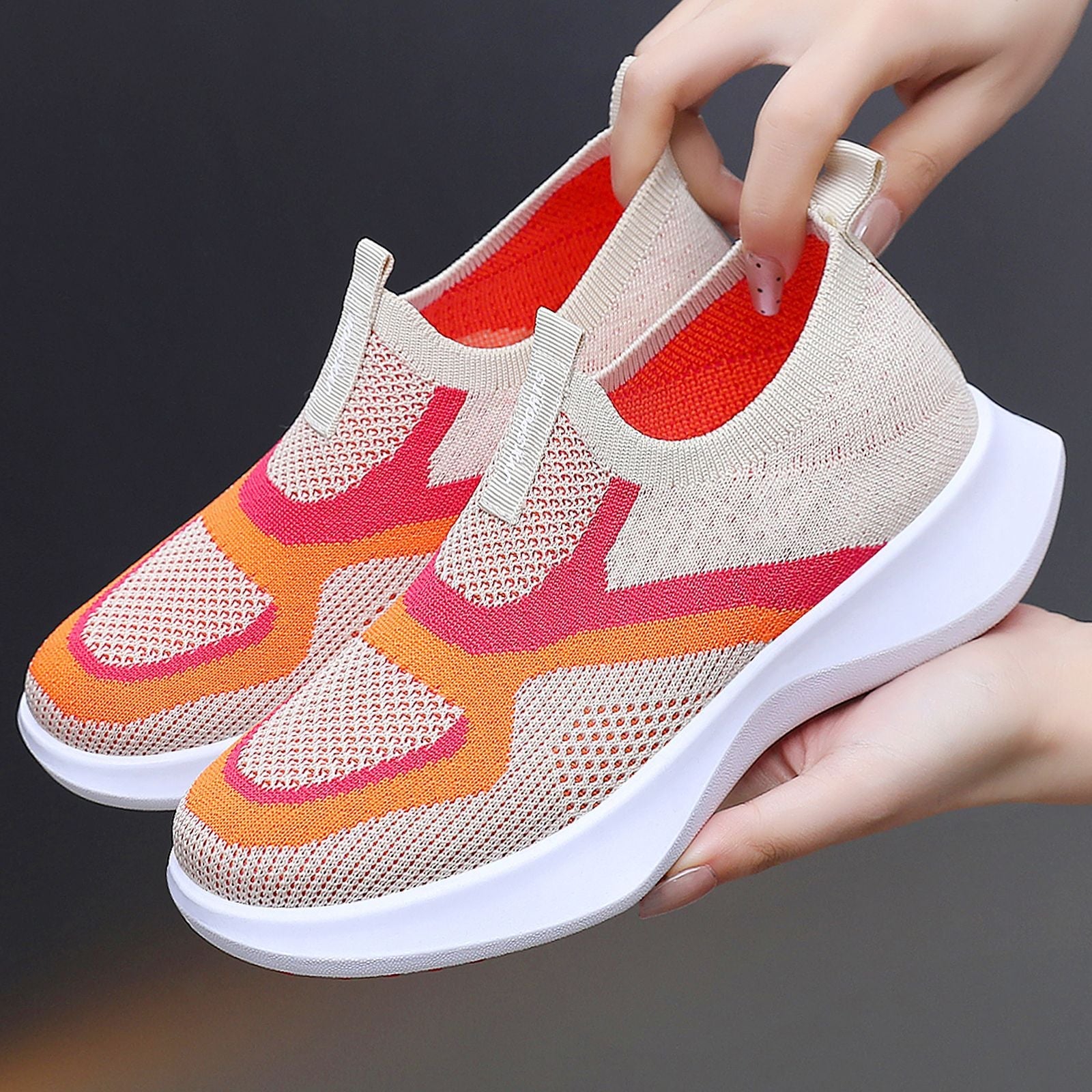 Damen Sport Sneaker Bequem Elastisch Slip-On Schuhe - BerlinGlamour