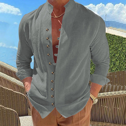 Herren Hemd Lässig Knopfleiste Trendy Casual