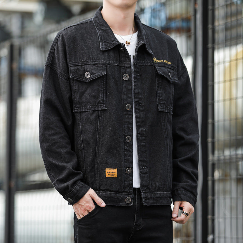 Herren Denimjacke Lässig Robust Mit Funktions-Taschen