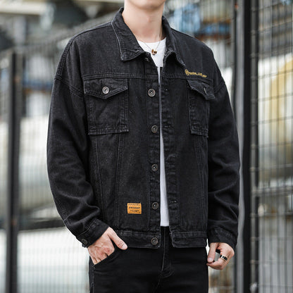 Herren Denimjacke Lässig Robust Mit Funktions-Taschen