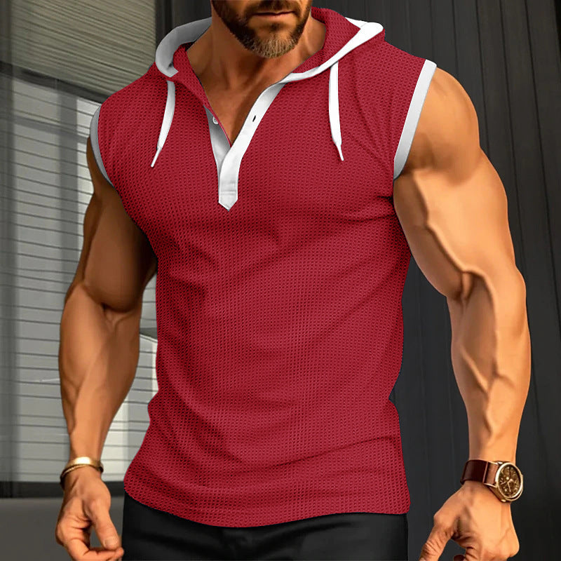 Herren Kapuzenshirt Ärmellos Sportlich Modern