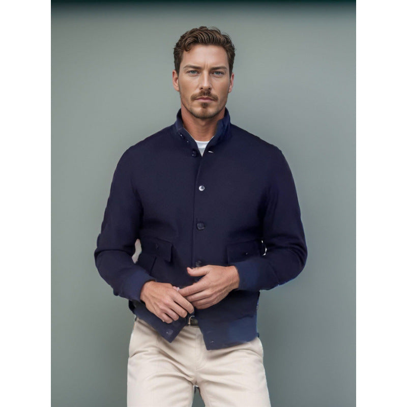 Herren Casual-Jacke Modern mit Taschen Schwarz