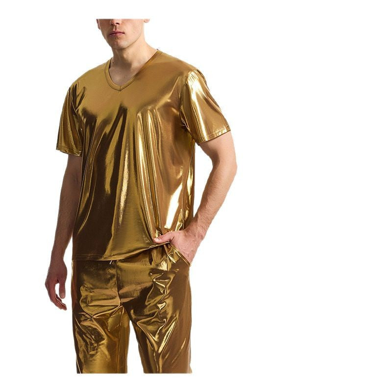 Herren Sportliches Set Glänzend V-Ausschnitt Trendy
