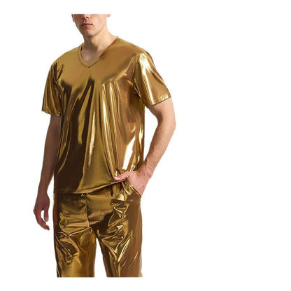 Herren Sportliches Set Glänzend V-Ausschnitt Trendy
