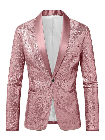 Herren Blazer Pailletten Modern Schnitt Glamour