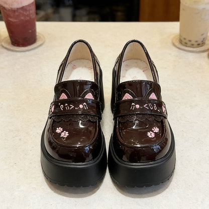 Damen Plattformslipper Katzenmotiv Hoch Hacken