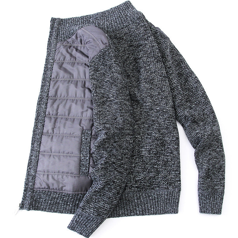 Herren Strickjacke Modern mit Steppdetails Grau