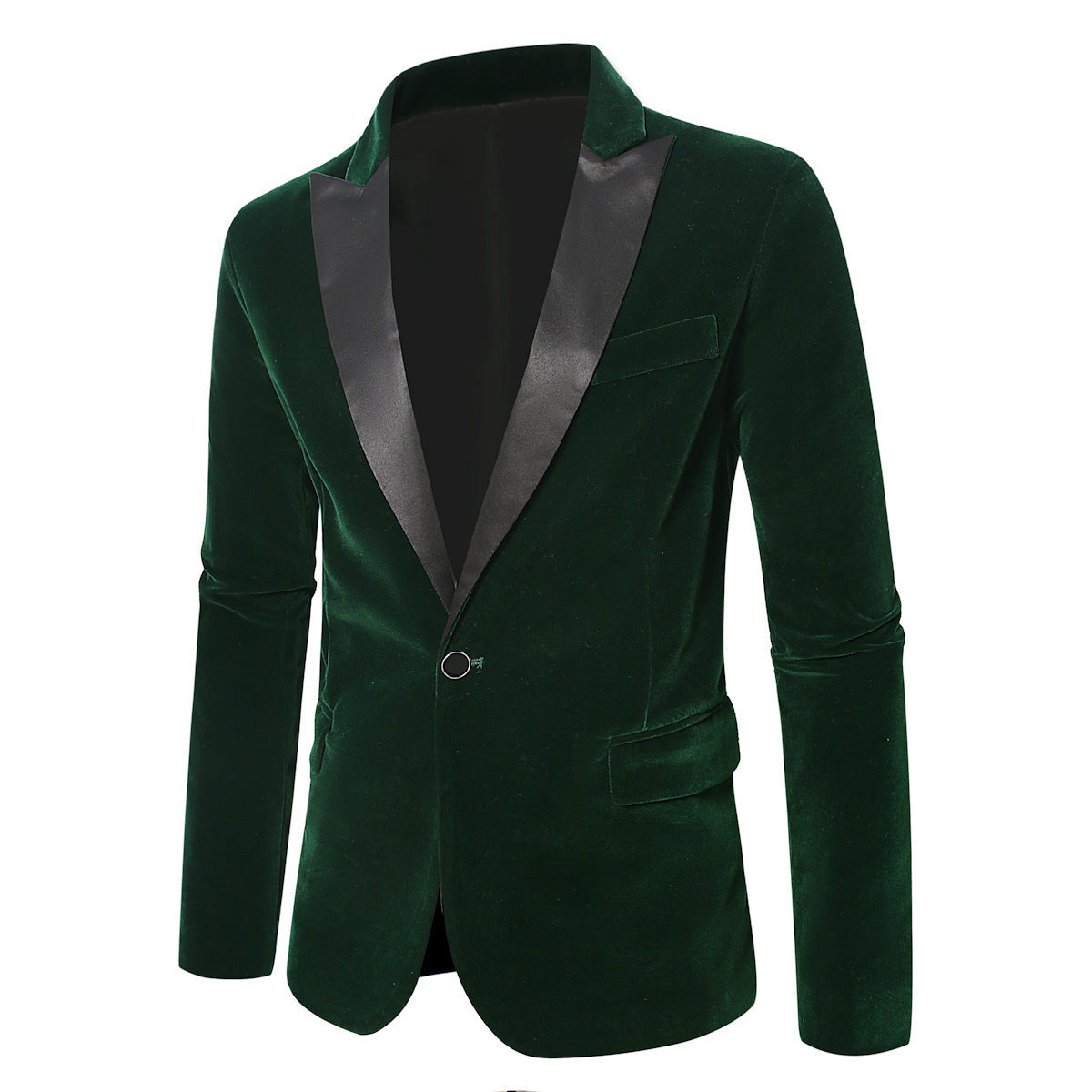 Herren Samtblazer Eleganter Anzug Blazer Mit Satinkragen