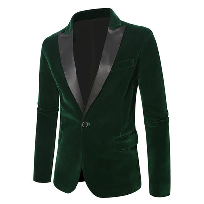 Herren Samtblazer Eleganter Anzug Blazer Mit Satinkragen