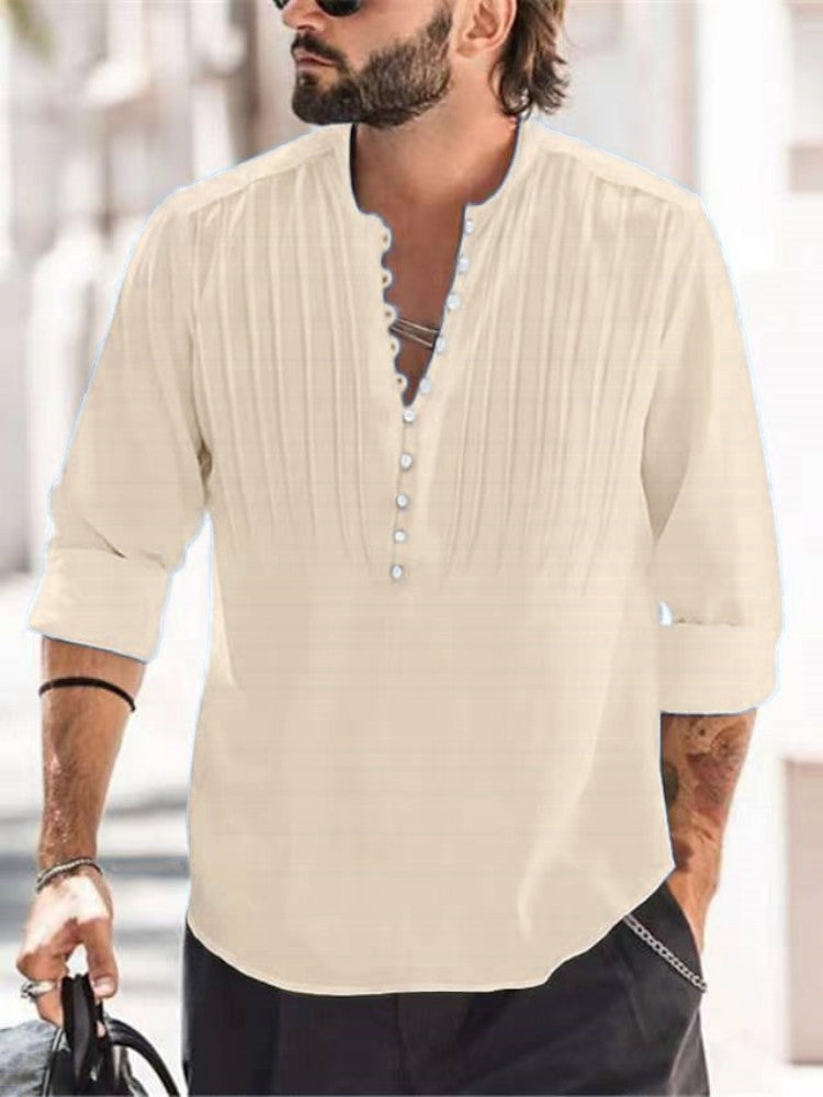 Herren Hemd Plissee Elegantes Button Down Design
