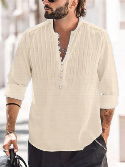 Herren Hemd Plissee Elegantes Button Down Design