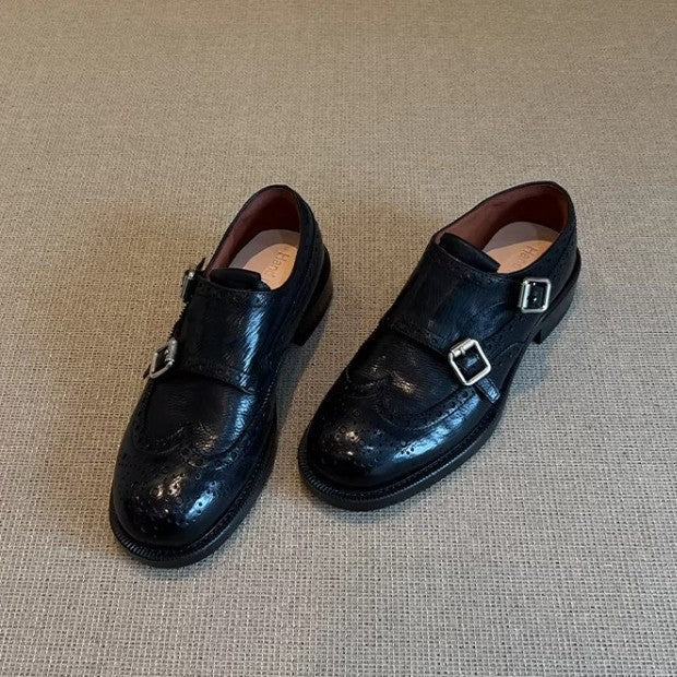 Damen Schnürschuhe Elegant Leder Schwarz - BerlinGlamour