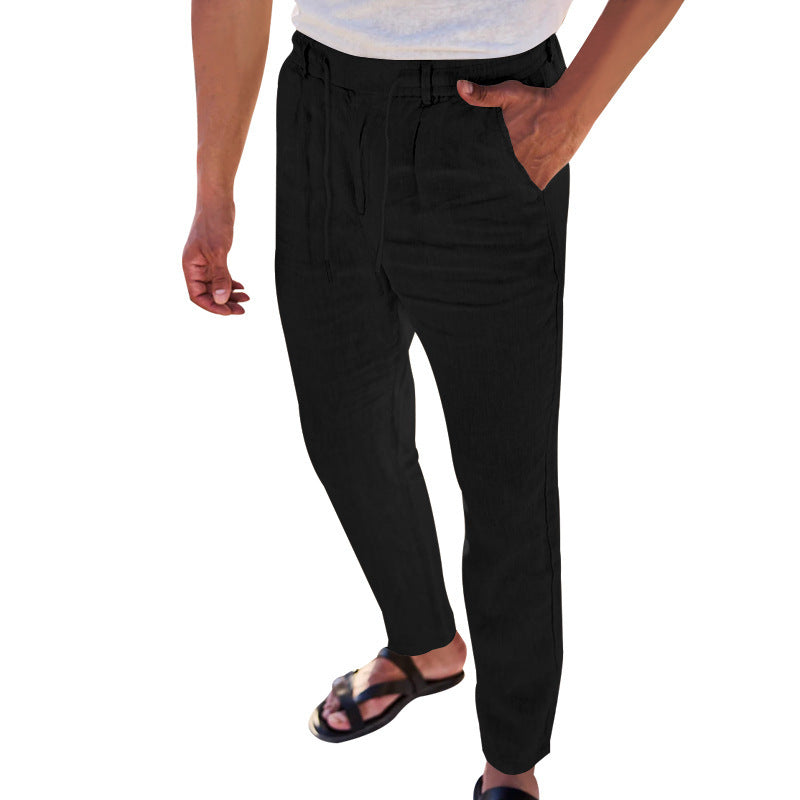 Herren Leinenhose Leicht Bequem Mit Seitentaschen