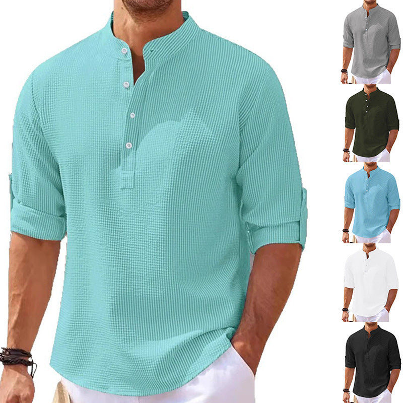 Herren Henley-Shirt Lässig Strukturiert Modern - BerlinGlamour