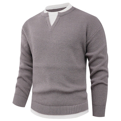 Herren Pullover Strick V-Ausschnitt Modern Rippenmuster