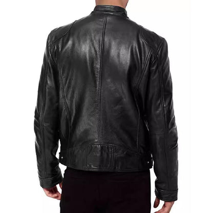 Lederjacke Herren Modern Motorradstyle Reißverschluss Taschen