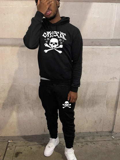 Herren Hoodie Jogginghose Set Totenkopf Design Streetwear - BerlinGlamour