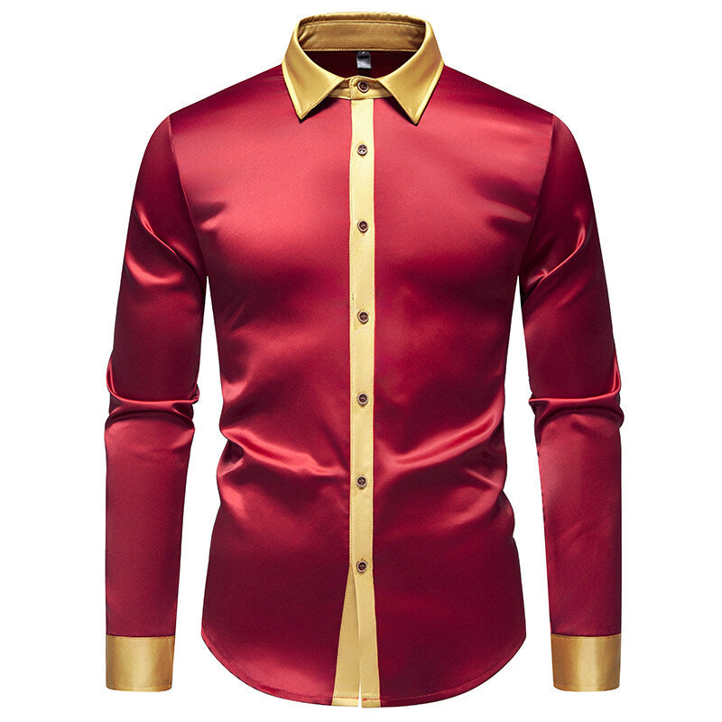 Herren Hemd Langarm Modern Satin Details Elegант