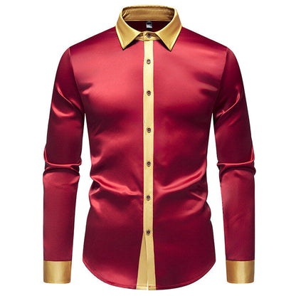 Herren Hemd Langarm Modern Satin Details Elegант