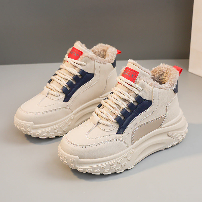 Damen Sneaker Hoch Hohe Sohle Kuschelig Komfortabel