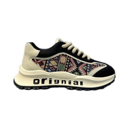Damen Sneaker Sportlich Geometrisches Muster Schwarz