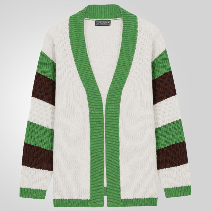 Herren Strickjacke mit Breiten Streifen Lässig Modern - BerlinGlamour