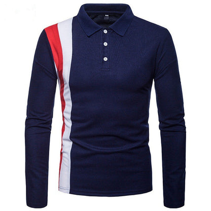 Herren Poloshirt Langarm Streifen-Design Modern