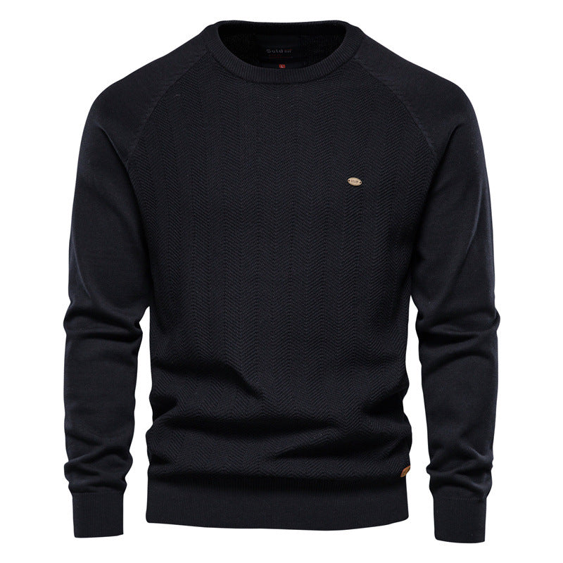 Herren Strickpullover Rundhals Elegantes Zickzackmuster