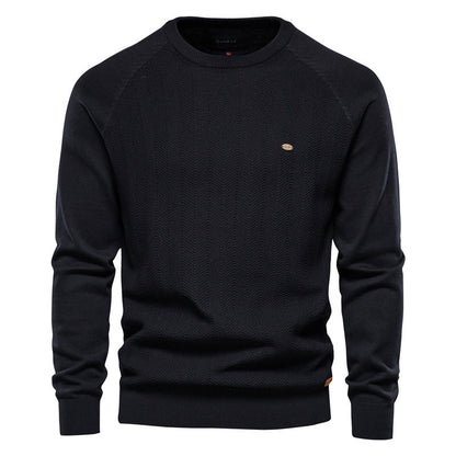 Herren Strickpullover Rundhals Elegantes Zickzackmuster