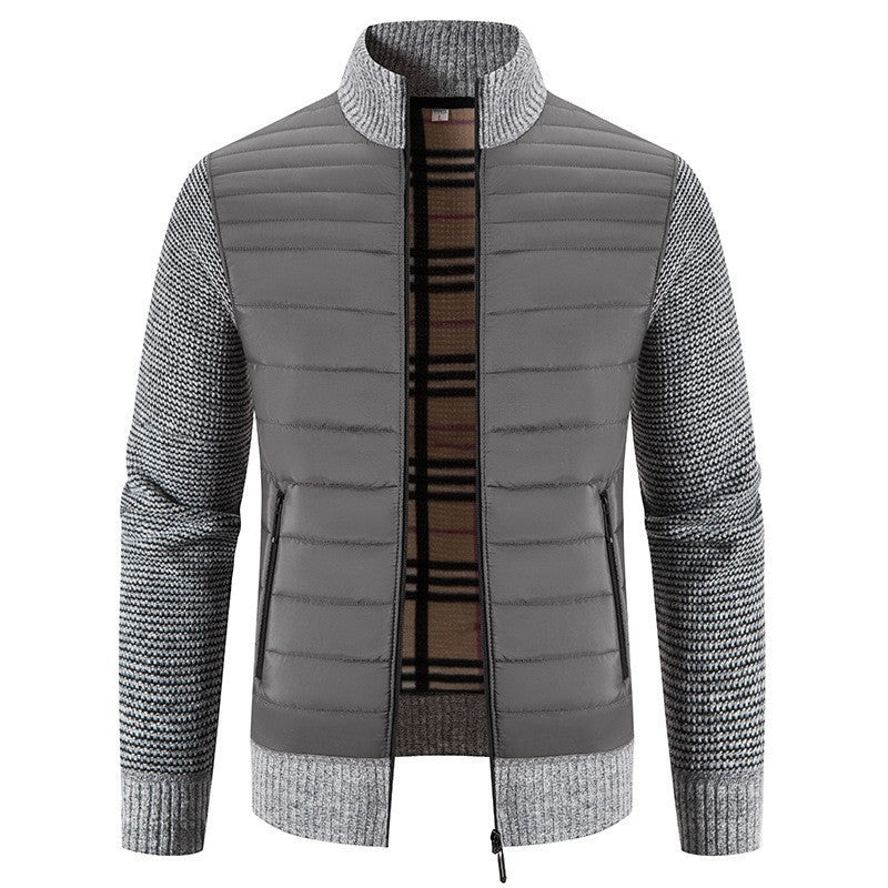 Herren Steppjacke Modern mit Strickärmeln und Hochkragen