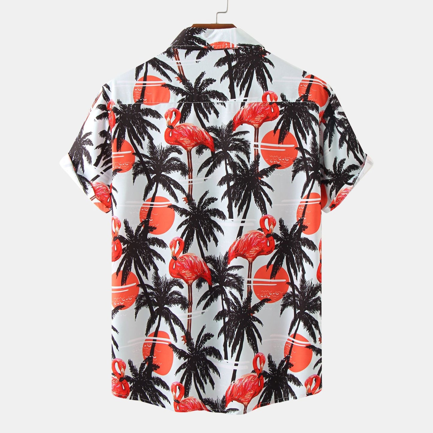 Herren Kurzarmhemd Flamingo Print Leicht Sommer