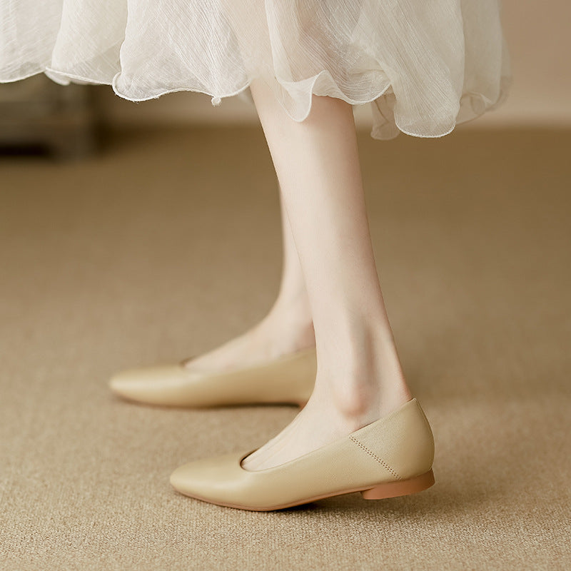 Damen Ballerinas Elegante Komfort Lederschuhe