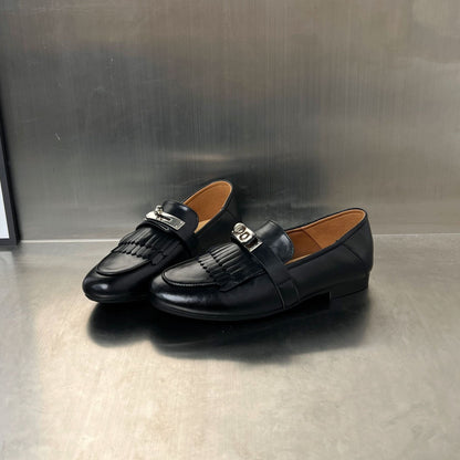 Damen Mokassins mit Fransen und Schnalle Elegant Modern