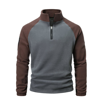 Herren Fleecepullover Warm mit Reißverschluss und Seitentasche