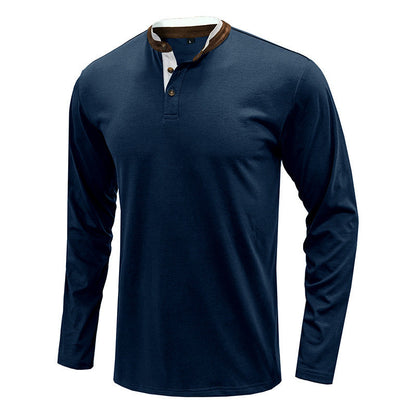 Herren Langarmshirt Henley Kragen Modern
