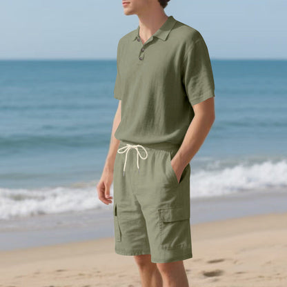 Herren Poloshirt und Badeshorts mit Taschen Sommer