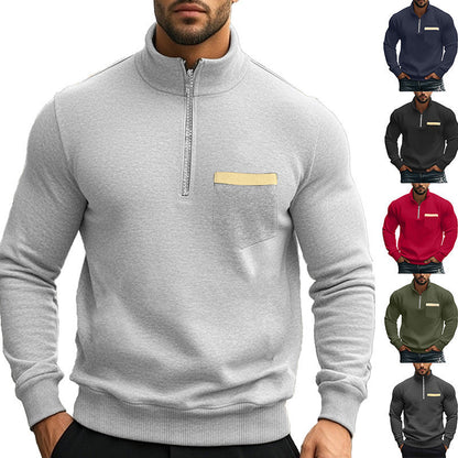 Herren Sweatshirt Reißverschluss Brusttasche Sportlich Modern - BerlinGlamour